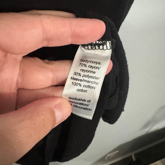 Maurices Solid Black Eyelet Flutter Sleeve Top Size Large Modest Neckline - Picture 4 of 7